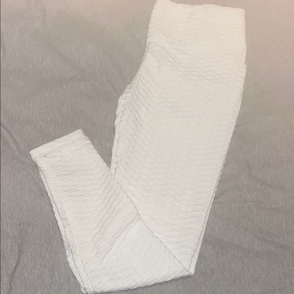 Kids White Textured Leggings - Picture 1 of 1